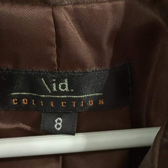 /id Collection Brown Leather Jacket Sz 12 Retro Style Tapered Blazer Coat - Picture 2 of 6